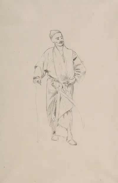 Tamerlane – study of a figure for the painting ‘Sultan Bayezid taken into captivity by Tamerlane’, Stanisław Chlebowski