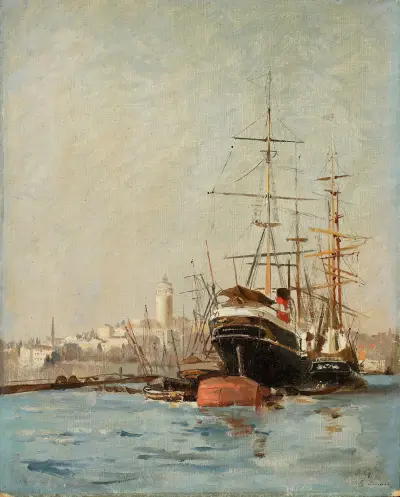 View of the seaport near Bursa, Stanisław Chlebowski
