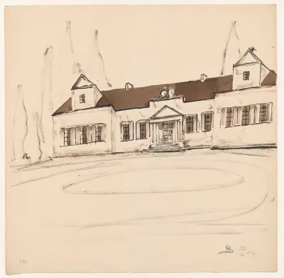 Ländliches Herrenhaus mit säulengestütztem Veranda von Stanisław Noakowski
