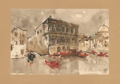 Gondeln vor einem Palast am Canal Grande von Stanisław Noakowski