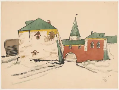 Klostergebäude mit Tor und Turm von Stanisław Noakowski