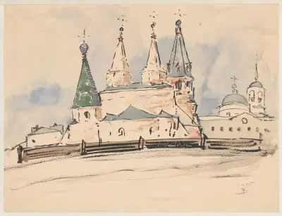 Kloster mit vier Türmen von Stanisław Noakowski