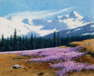 Crocuses with Snowy Mountains Behind, Stanisław Witkiewicz