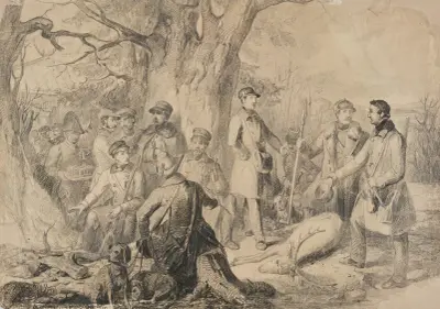 Wielkoksiążęce polowanie z zastrzelonym jeleniem (szkic przygotowawczy), Johann Baptist Kirner