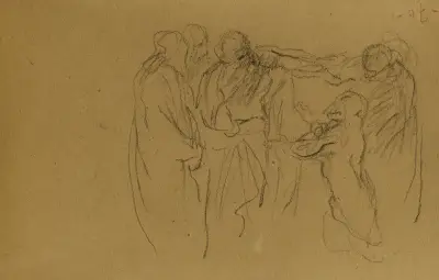 Etde d’une assemblée de personnes dont l’une agenouillée av Jean-Baptiste Carpeaux