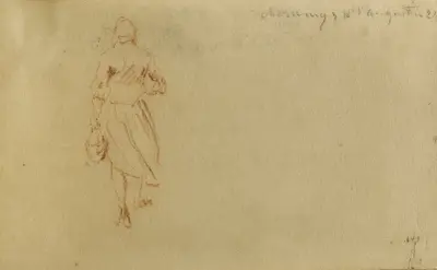 Etude d’une femme de dos marchant av Jean-Baptiste Carpeaux