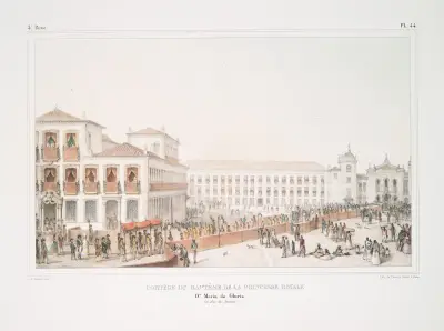 Cortége du baptême de la princesse royale Dona Maria de Gloria à Rio de Janeiro av Jean Baptiste Debret
