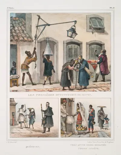 Les premières occupations du matin; Quêteurs; Voeu d’une messe demandée comme aumône av Jean Baptiste Debret
