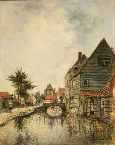 Canal intérieur de la ville de Dordrecht av Johan Barthold Jongkind