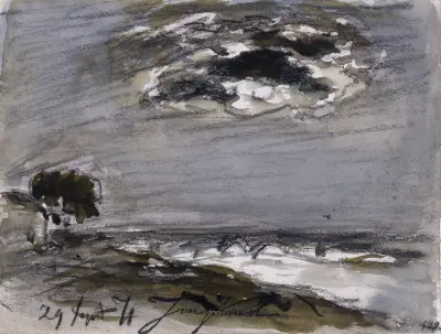 Marine par gros temps av Johan Barthold Jongkind