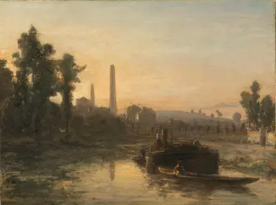 River View in France, possibly near Pontoise av Johan Barthold Jongkind