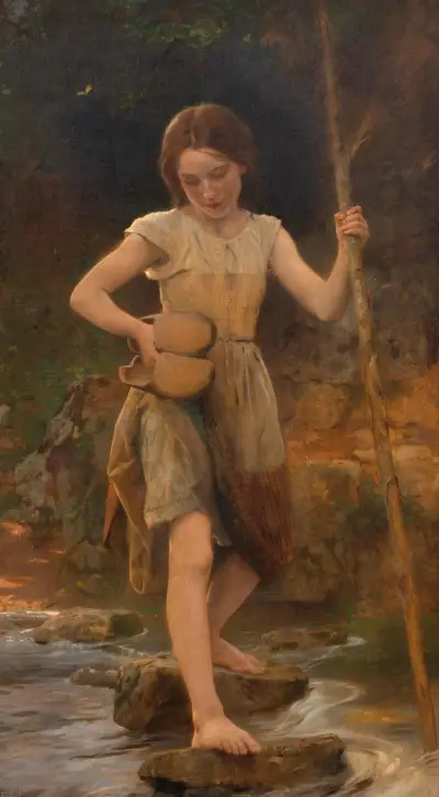 Přechod přes potok, Léon-Jean-Basile Perrault