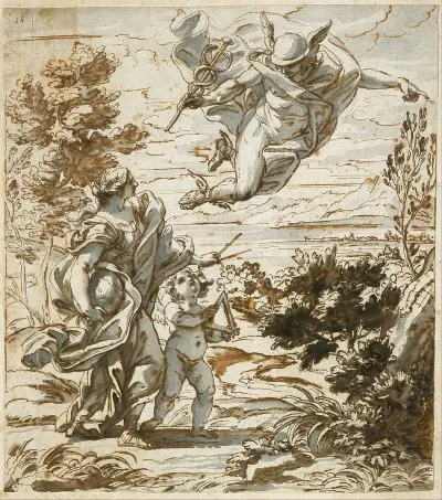 Merkury prowadzący Geografię, Giovanni Battista Gaulli