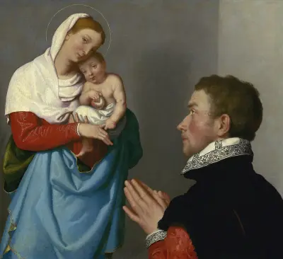 Ein Herr in Anbetung vor der Madonna von Giovanni Battista Moroni