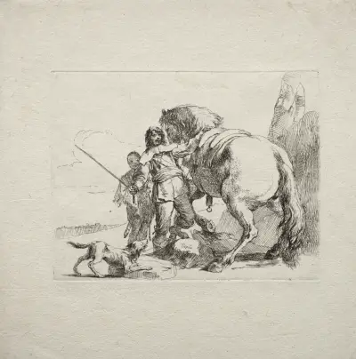 The Cavalier Mounting his Horse av Giovanni Battista Tiepolo
