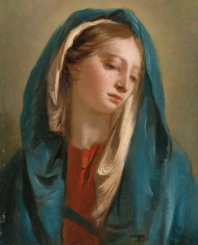 The Madonna Facing Front And Wearing A Blue Cloak av Giovanni Battista Tiepolo