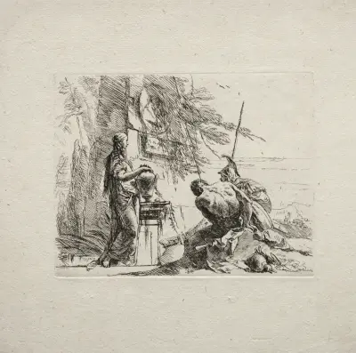 The Woman Standing with Hands on a Vase av Giovanni Battista Tiepolo