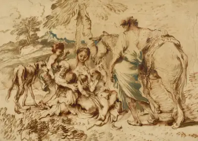 A Family in a Desert Landscape, Giovanni Benedetto Castiglione