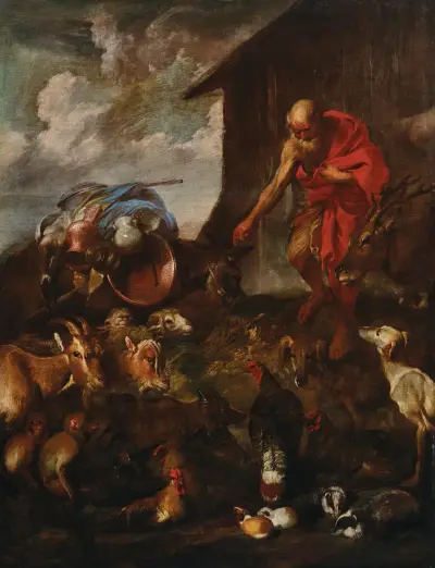 Animals entering Noah’s Ark, Giovanni Benedetto Castiglione