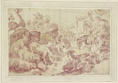 Moses’s spring water miracle, Giovanni Benedetto Castiglione