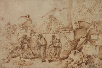 Tobit Burying the Dead – Nr. 1, Giovanni Benedetto Castiglione