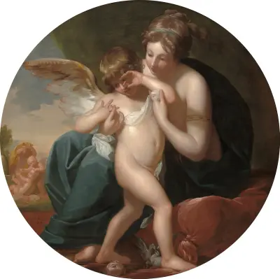 Cupid,Stung by a Bee, Is Cherished by his Mother av Benjamin West