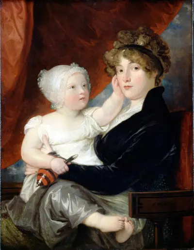 Mrs Benjamin West II with her son Benjamin West III av Benjamin West