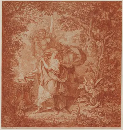 Althaea Putting the Fatal Log on the Fire av Bernard Picart