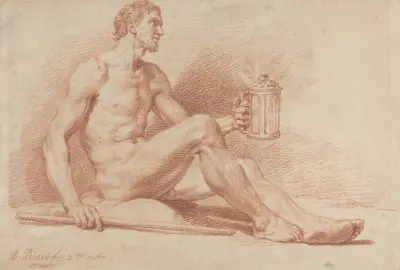 Male Nude with a Lamp (Diogenes) von Bernard Picart