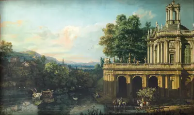 Architectural Caprice with a Palace, Bernardo Bellotto