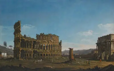 Rome, a view of the Colosseum and the Arch of Constantine, Bernardo Bellotto