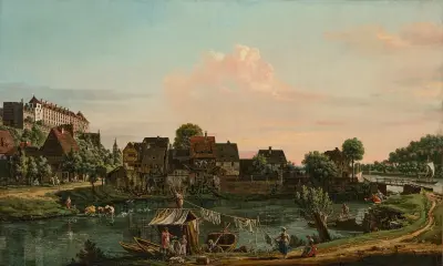 The Fishermen’s Village at Pirna, Bernardo Bellotto