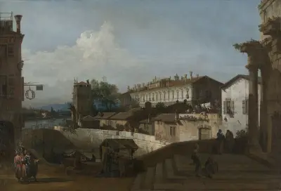The Lock at Dolo, Bernardo Bellotto