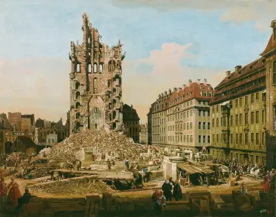 The Ruins of the old Kreuzkirche, Dresden, Bernardo Bellotto