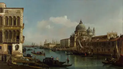 View of the Grand Canal; Santa Maria della Salute and the Dogana from Campo Santa Maria Zobenigo, Bernardo Bellotto