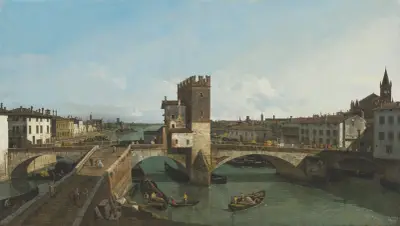 View of Verona with the Ponte delle Navi, Bernardo Bellotto
