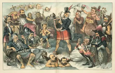 The olympus of corruption – ‘Apollo strikes the lyre and charms the gods’ von Bernhard Gillam