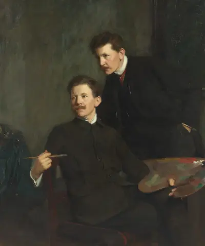 Dubbelporträtt av bröderna Bernhard och Emil Österman av Bernhard Österman
