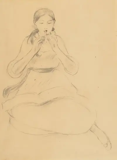 Le Flageolet, 1890 – nr 1 av Berthe Morisot