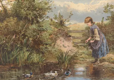 Feeding the Ducks av Myles Birket Foster
