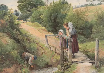 The Rustic Bridge av Myles Birket Foster