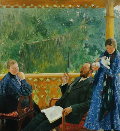 Familienbild (Porträt der Familie Polenow) av Boris Kustodiev