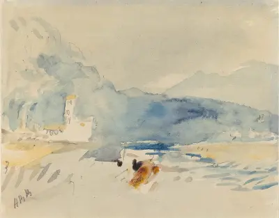A Landscape with Mountains and a Stream av Hercules Brabazon Brabazon