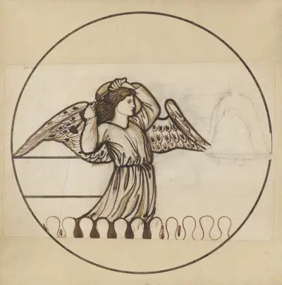 Engel, der auf Glocken spielt – Nr. 6 von Sir Edward Coley Burne-Jones