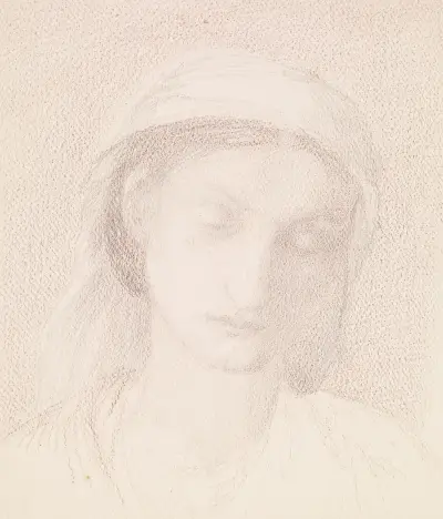 Female – Head Study of a Woman – nr 1 av Sir Edward Coley Burne-Jones