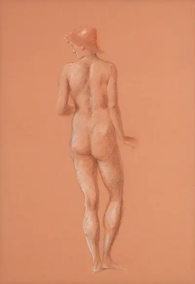 Akt – studium postaci towarzyszącej w Śnie Artura w Avalonie, Sir Edward Coley Burne-Jones