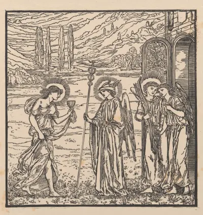 Psyche received into Olympus I av Sir Edward Coley Burne-Jones