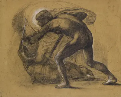 St George Series – Male Nude – Study for ‘St George slaying the Dragon’ av Sir Edward Coley Burne-Jones