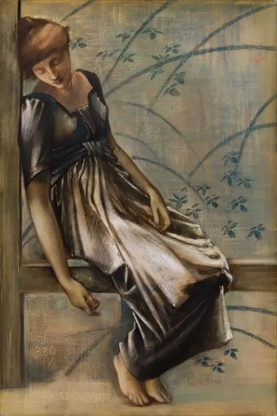 The Briar Rose Series – Study for ‘The Garden Court’ III av Sir Edward Coley Burne-Jones