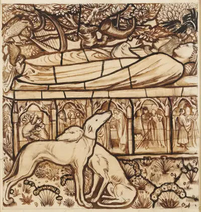 The Tomb of Tristram and Iseult av Sir Edward Coley Burne-Jones